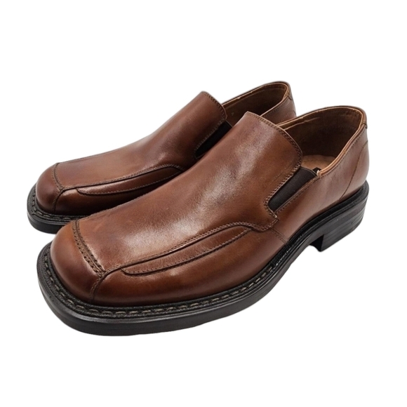 Wild Pair Men\'s Italian Leather Brown Dress Shoes Size 11 Slip On Square… main image 13